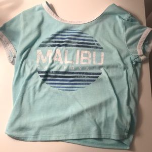 aeropostale cropped blue malibu graphic tee